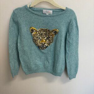 Wild and Gorgeous Blue Sweater with Sequin Leopard Design size 4-5